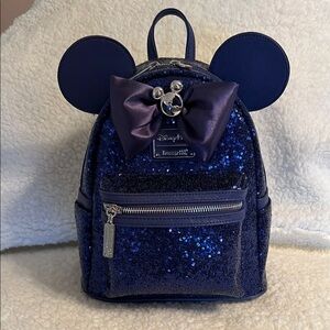 Disney Parks Vacation Club Navy Blue Sequin Loungefly Bag